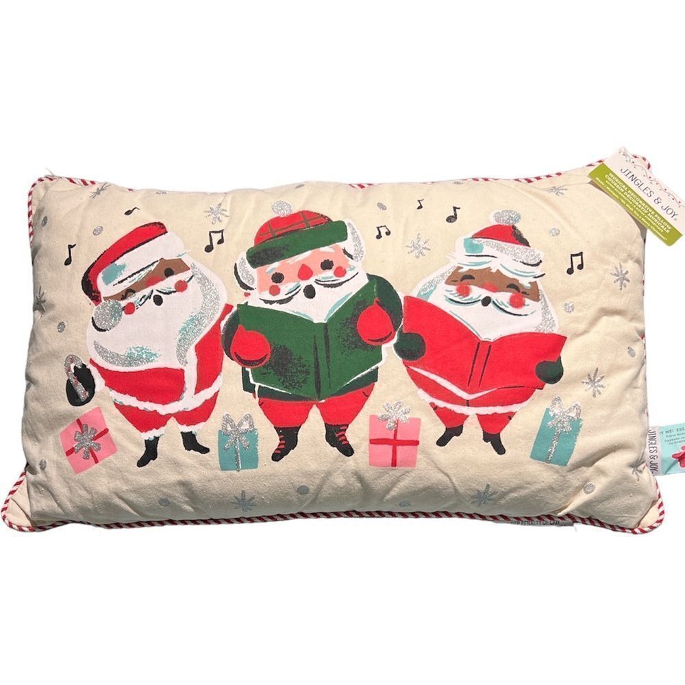 Jingles & Joy Vintage Musical Christmas Caroling Lumbar Pillow‎